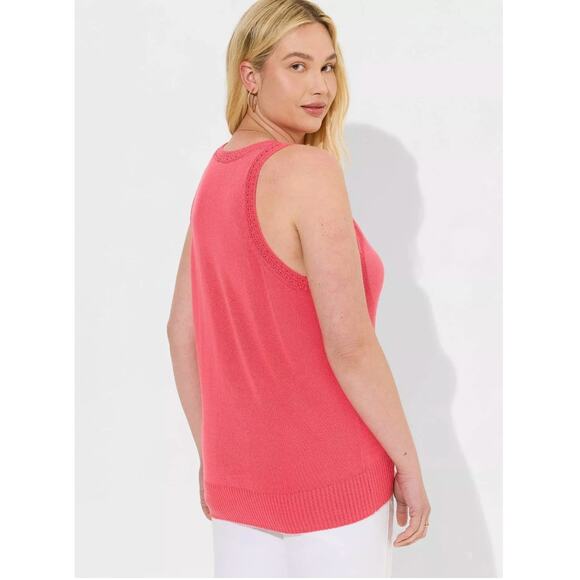 Torrid Crochet Trim Sweater Tank Pink Size 2 - Picture 8 of 9